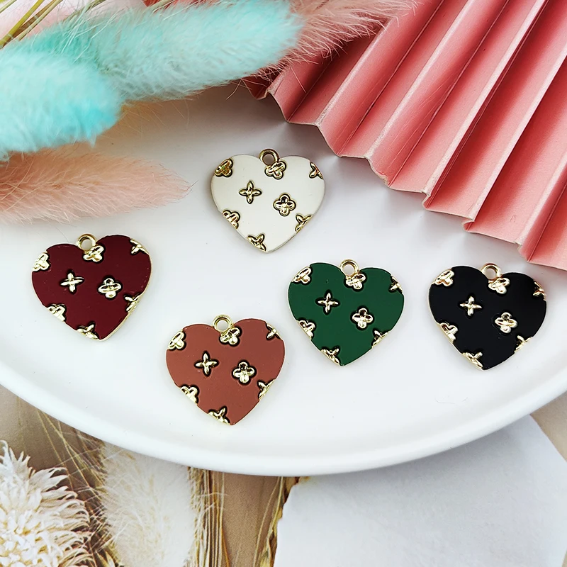 

ApeUr 10pcs/pack Heart Metal Charms Earring Bracelet Love Shaped Pendants DIY Jewelry Making High Quality