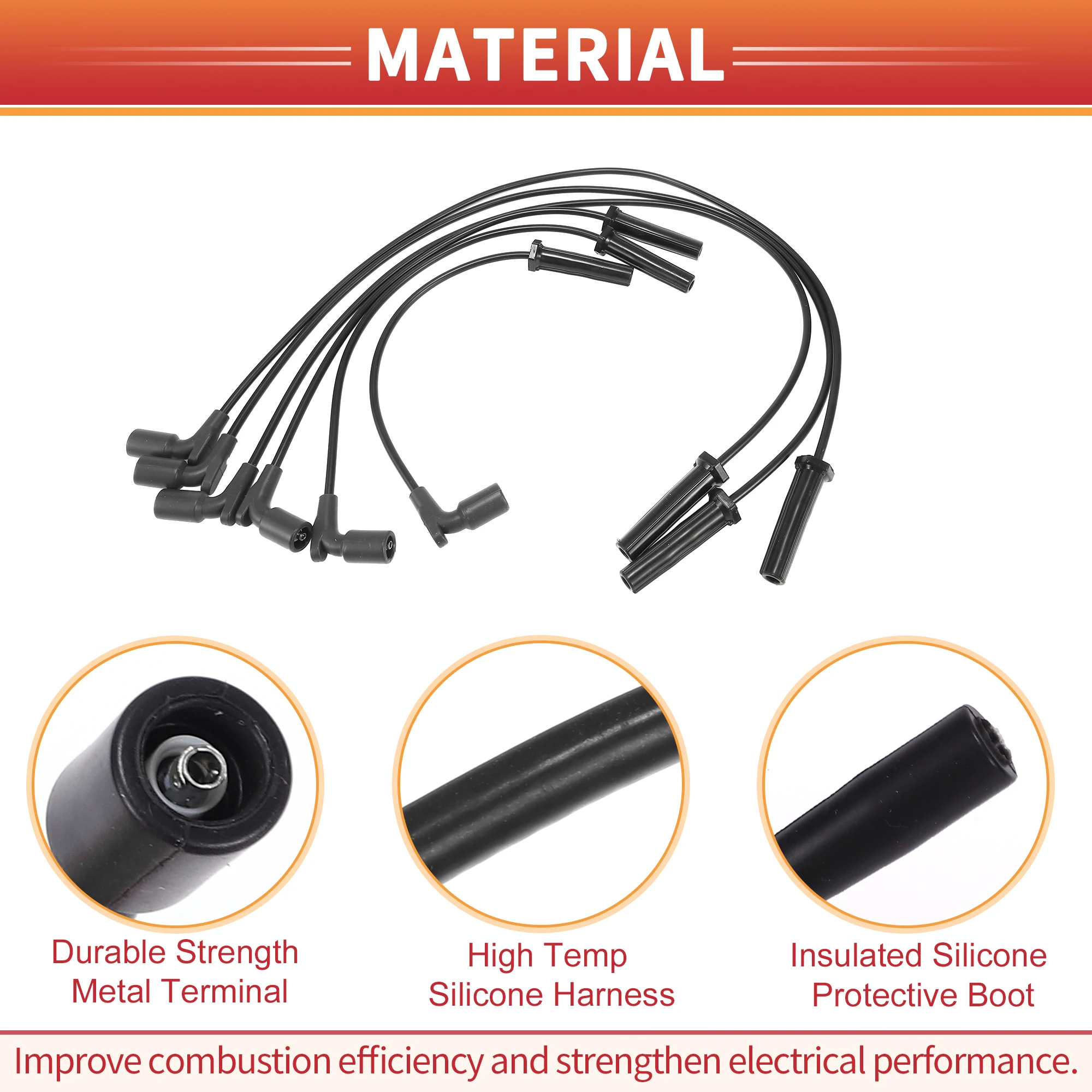 UXCELL 6 шт. Провод свечи зажигания Кабель катушки No. 89017743 для Chevrolet Impala 06-09