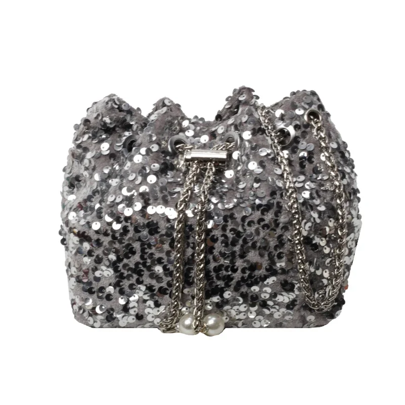 Ручная сумка с пайетками для женщин 2024 новая модная сумка-мешок универсальная