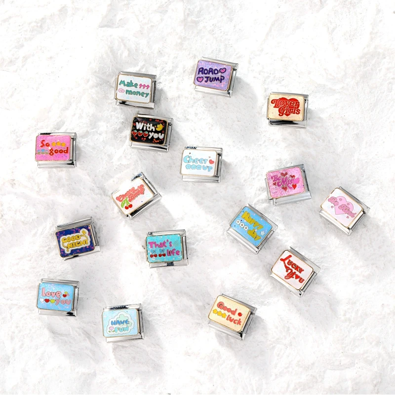 Фото Be Kind Make Money Happy Day Lucky You Good Luck Love You Italian Charm Links Fit 9mm Браслет из нержавеющей стали DIY Изготовление подарков №4