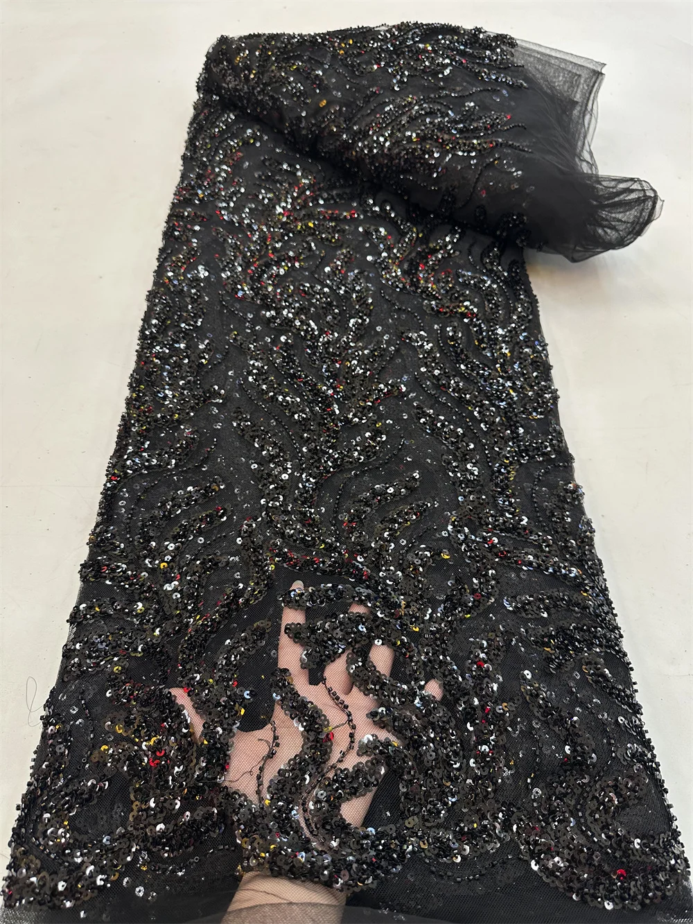 

Черные Французские кружевные ткани, качество 2023, Дубай 2023, роскошные ткани с бусинами, кружевная ткань для женщин, строченное платье