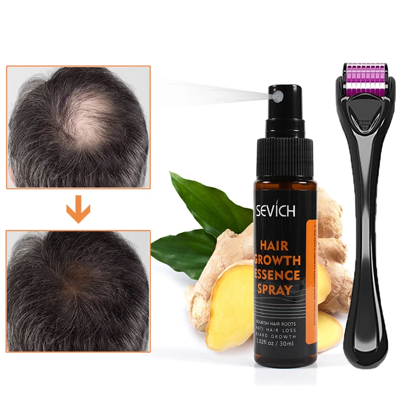 

Sevich Hair Growth Spray Roller Set Anti-loss Treatment Essence Product Men Beard Fast Growth Scalp Massage Hair Growth Care Set