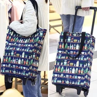 folding shopping bag womens big pull cart shopping bags for organizer portable buy vegetables trolley bags on wheels the market
