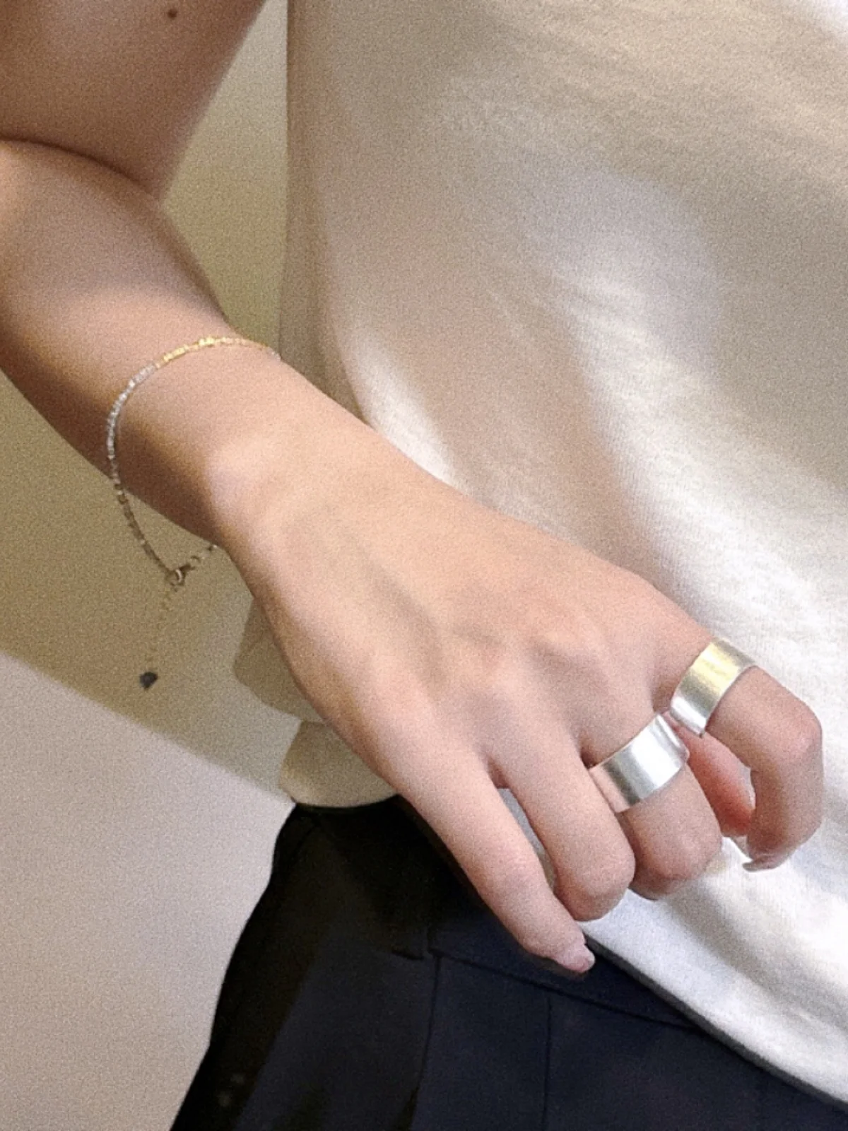 Легкая пластина простой браслет кольцо из стерлингового серебра широкая