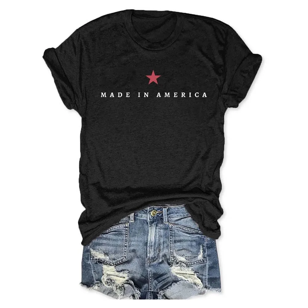 

Rheaclots Women's Made In America Printed O-neck Short Sleeve T-Shirt