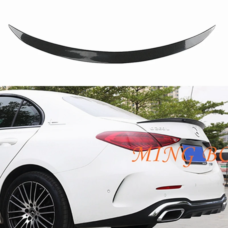 

FOR Mercedes W206 Sedan C-Class 4DOOR C200 C260 AMG Style Carbon Fiber Rear Spoiler Trunk Wing 2021-2023 FRP black Forged Carbon