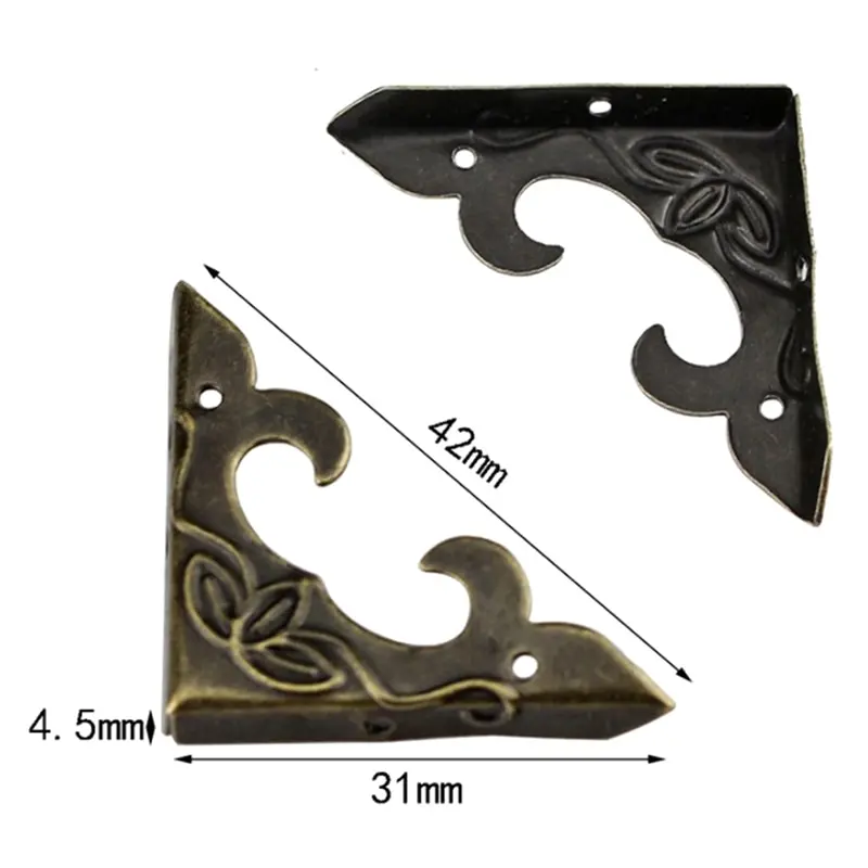 

10PCS Antique Corner Bracket 30mm Scrapbook Albums Jewelry Wooden Box Decorative Protector Crafts For Furniture Hardware