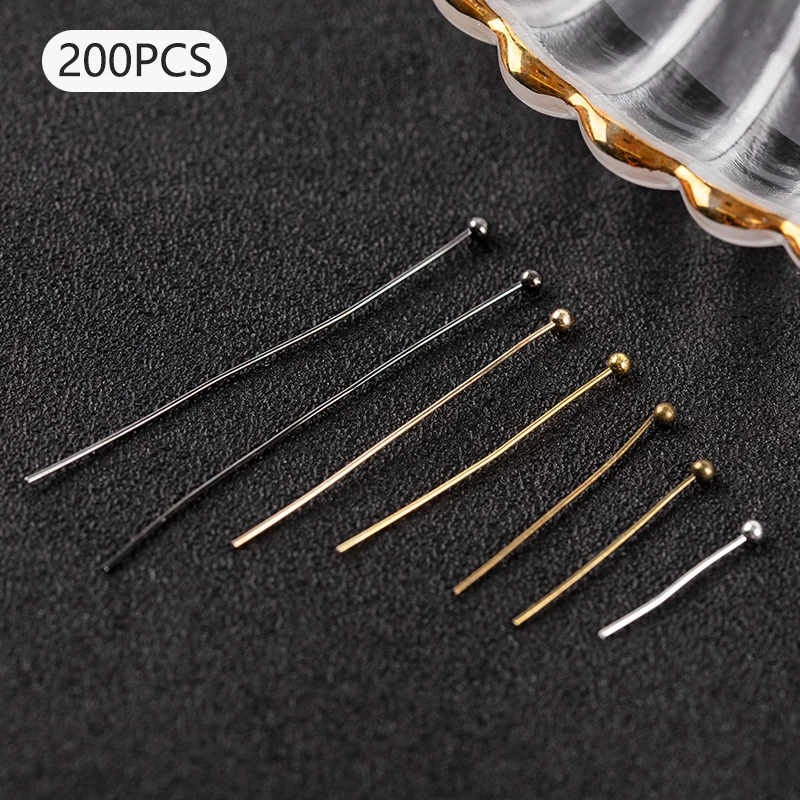 

200pcs/lot 16-20-25-30-35-40-45-50 mm Gold Metal Ball Head Pins For Diy Jewelry Making Head pins Findings Dia 0.5mm Supplies