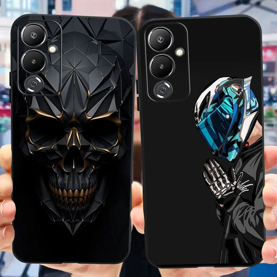 Мягкий черный силиконовый бампер для Tecno Pova 4 / Pro Чехол Back Cover Skull Dragon Cool Style