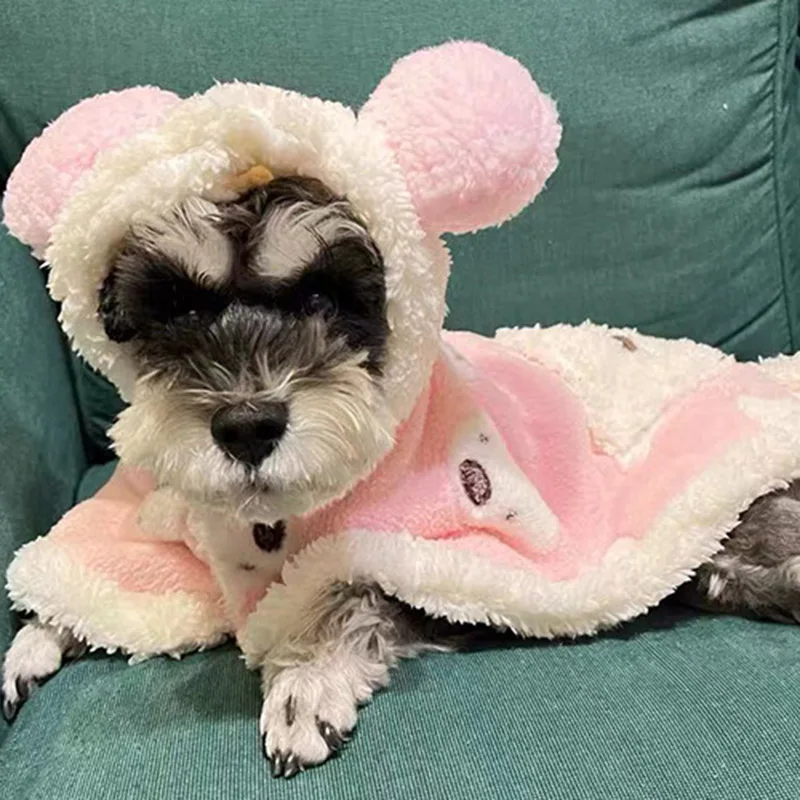 

Bear Cloak Autumn and Winter Warm Dog Quilt Pet Blanket Shawl Cloak Blanket Winter Small Dog Clothes Cat