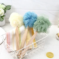 new wooden handle soft shower mesh foaming sponge exfoliating scrubber bath extension ball body skin cleaner cleaning tool