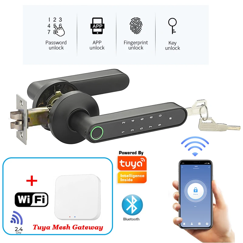 Смарт-замок дверной с поддержкой Bluetooth и Wi-Fi отпечатком пальца | Безопасность
