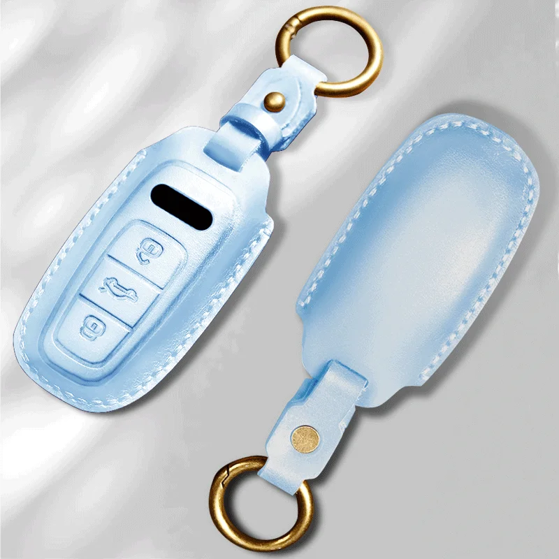 Автомобильный кожаный чехол для ключей Audi A8 A6 Q8 2021 2019 Q7 TT A4 B9 A7 TDI Quattro TTS Sline