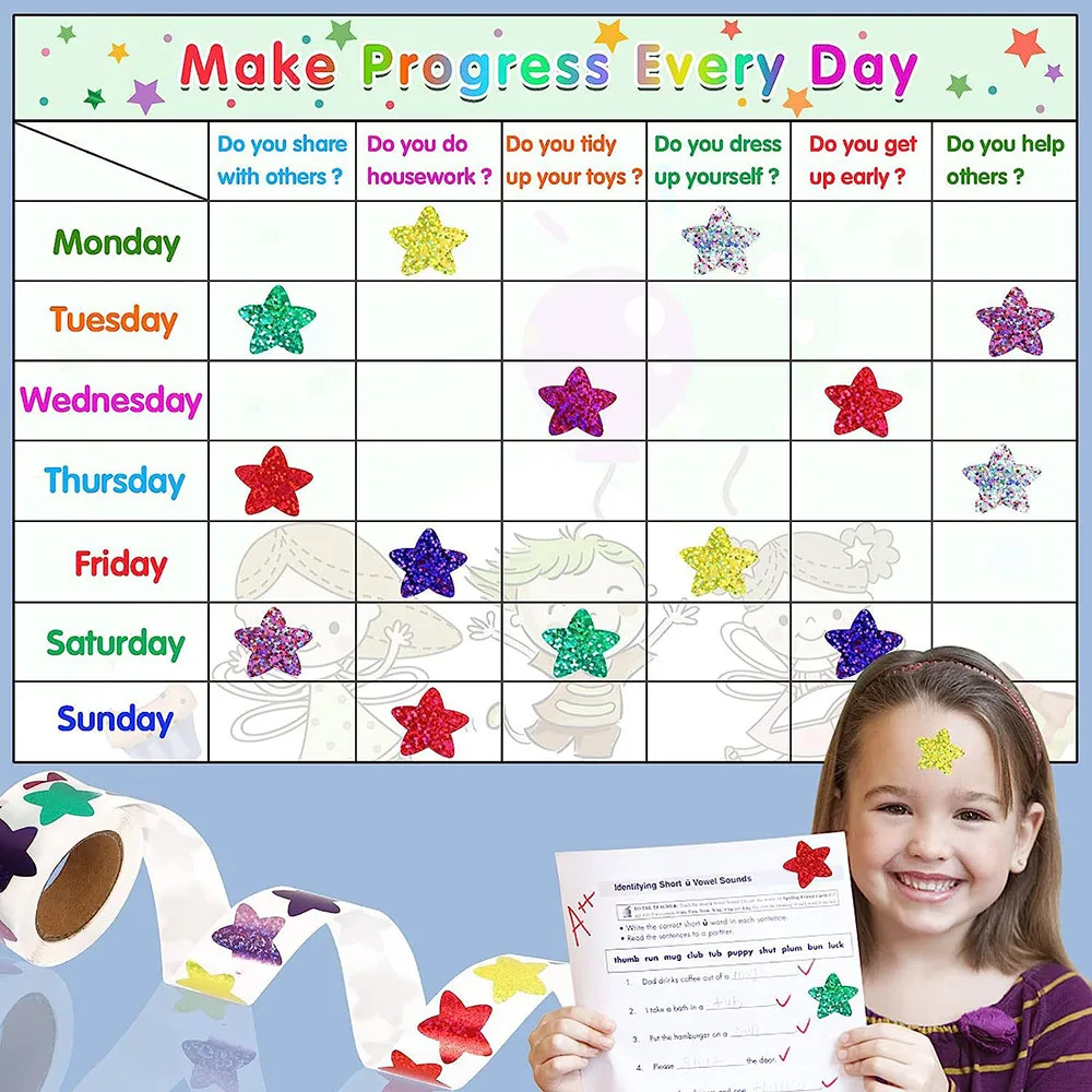 500 Шт. Канцелярские Наклейки Со Сверкающими Звездами Вырезанные Лазером 1 0 Дюйма/2