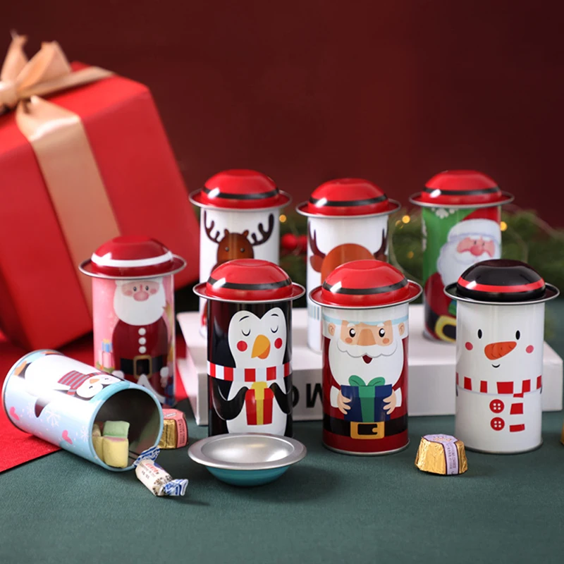 

Christmas Cut Hat Cartoon Candy Jar Gift Box Kindergarten Candy Biscuit Snack Box Xmas Party Santa Claus Snowman Decorations