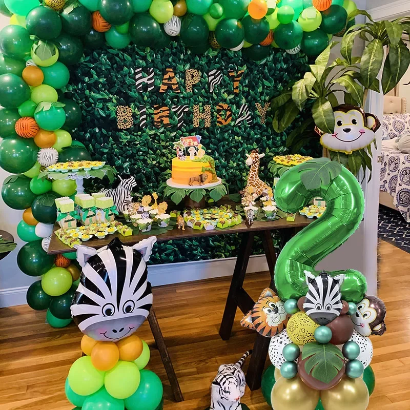 

35pcs 1-9 Jungle Safari Animal Number Balloons Set Kids 1 2 3 Years Birthday Party Decoration Forest Party Supplies Baby Shower