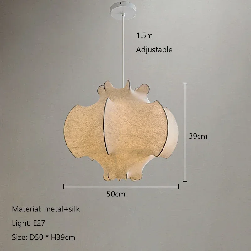 Nordic Creative Silk Wabi-Sabi Wind Led E27 Pendant Lights Living Dining Room Bedroom Home Decor Chandelier Hanging Lamp Fixture (art.: 3920cfbcf462f) - 3920cfbcf462f