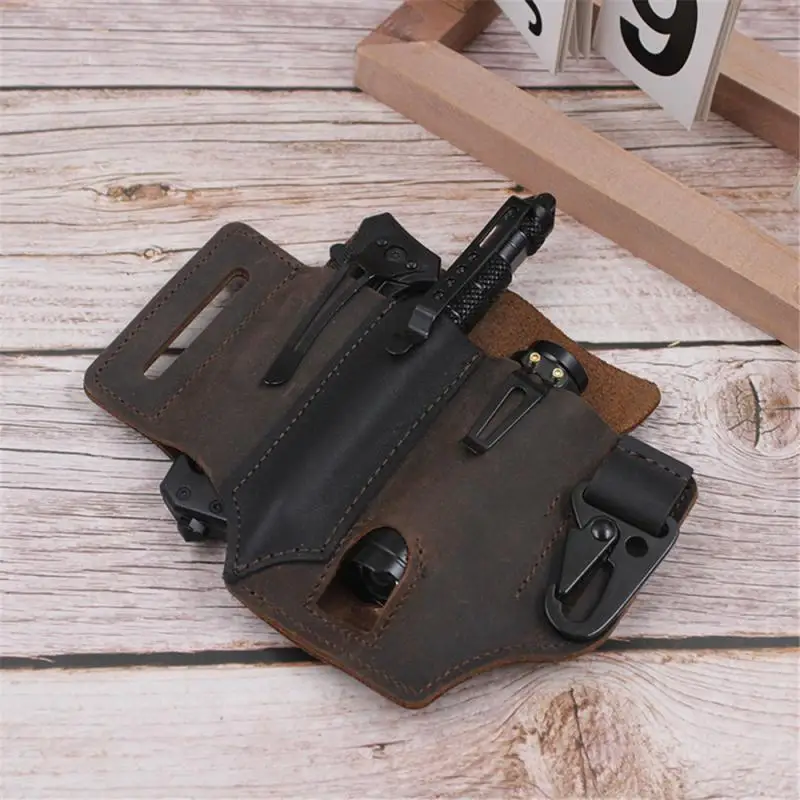 

Small EDC Tactical Waistband Flashlight Cover Knife Cover Waist Holster PU Leather Multifunctional Military Combat Belt Cover