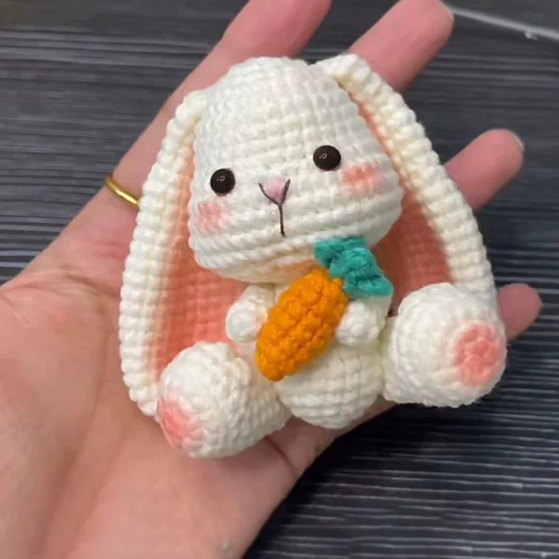 

Cute Handwoven Rabbit Grandmother Puppet DIY Material Bag Homemade Woolen Bag Pendant Car Gift