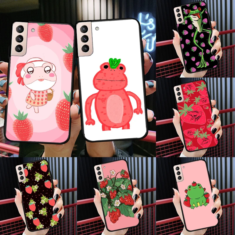 

Cottagecore Fruit Strawberry Frog Phone Case For Samsung Galaxy S22 Ultra S20 FE S9 S10 Note 10 Plus S21 FE S21 Ultra Cover