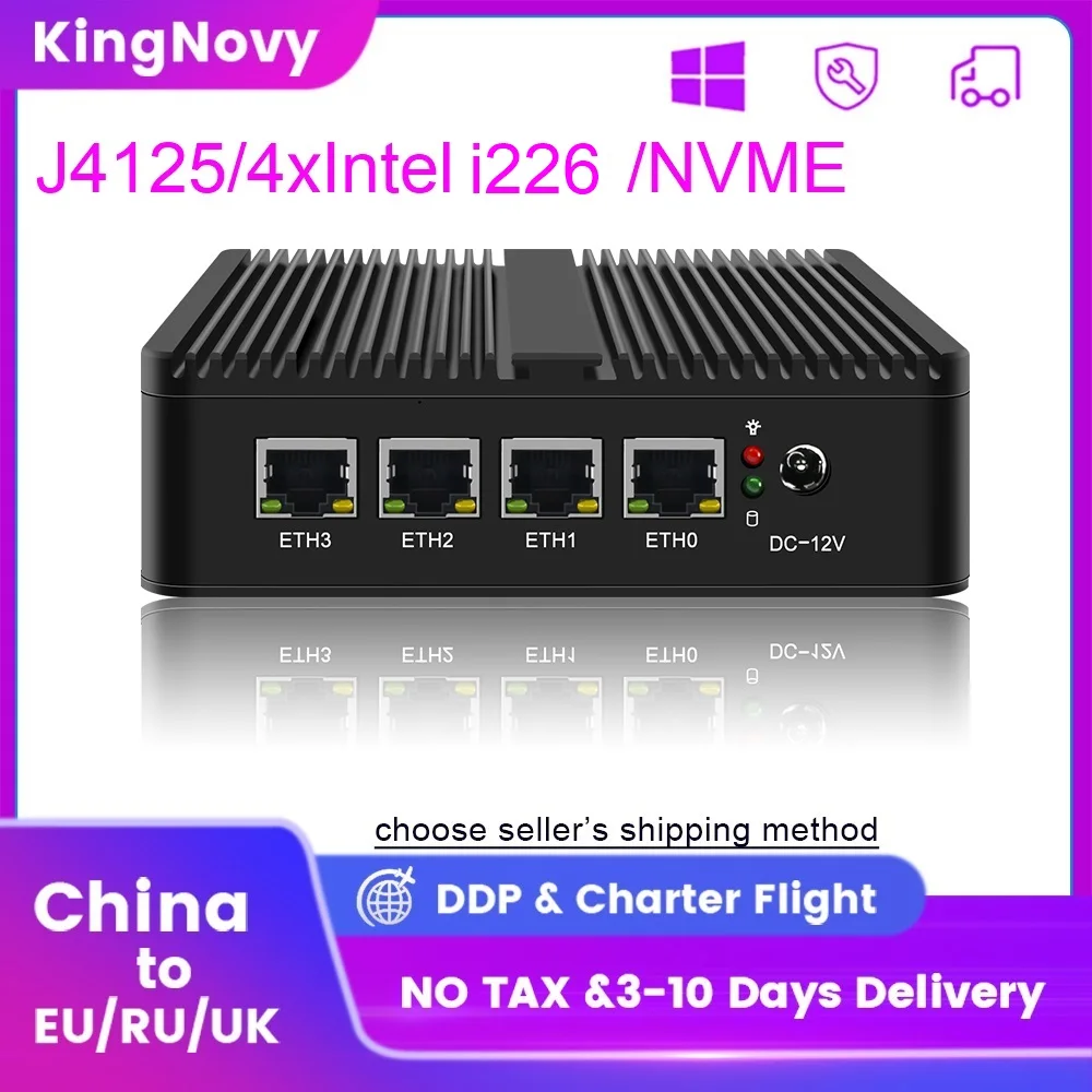 

4 LAN безвентиляторный брандмауэр маршрутизатор Celeron J4125 2,5G pfSense Mini PC Intel i226 2500M виртуальная машина VPN прибор OPNsense Openwrt