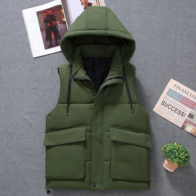 Осенне-зимняя женская шапка съемные куртки без рукавов плотный теплый