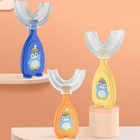 baby 360 degree u shaped oral care cleaning silicone soft toothbrush cartoon penguin koala cute childrens toothbrush wholesale