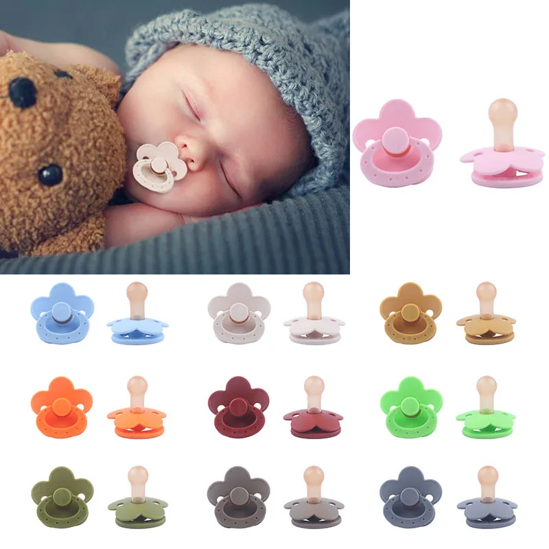 

Baby Pacifier Flower Design BPA Free Baby Soothing Nipple Safe Chewing Teether Baby Silicone Pacifiers for Babies Newborn