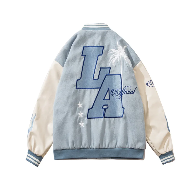2022 New Street retro West Coast letter embroidery baseball uniform street men and women thickened padded jacket tide