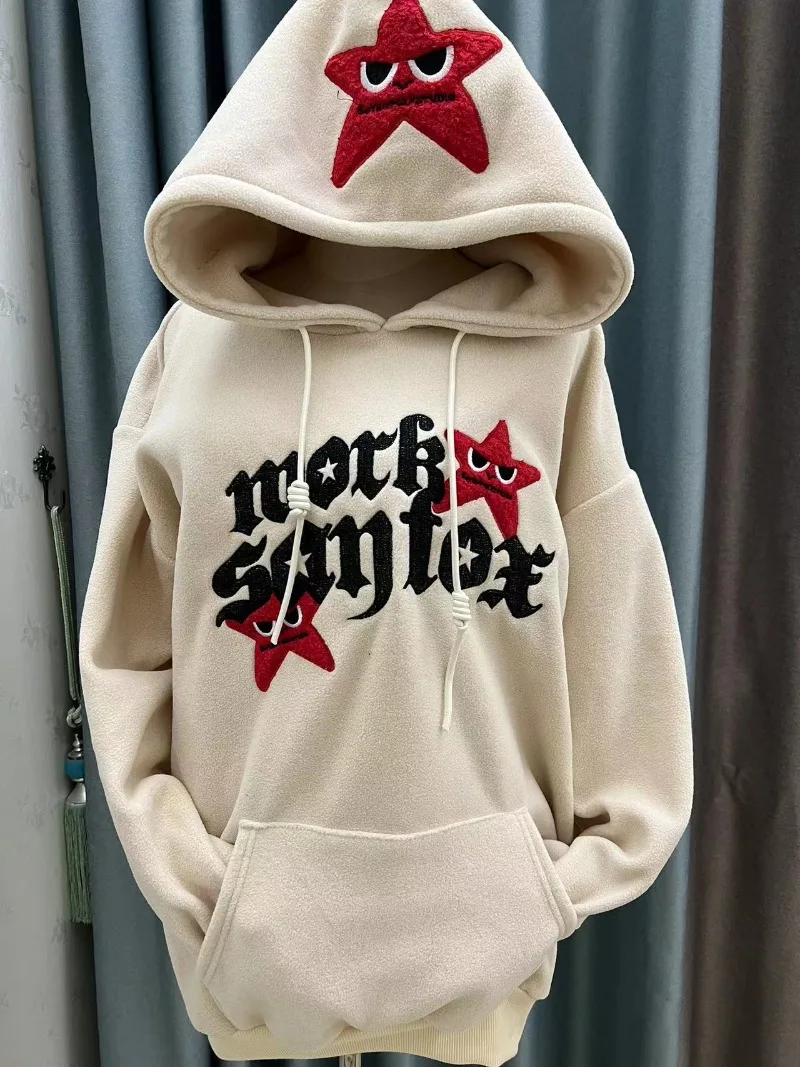 

Y2k Hooded Sweatshirt Five Pointed Star Oversized Hoodie Men Women 2023 New Fashion Casual Punk Loose Jacket Hip Hop Streetwear