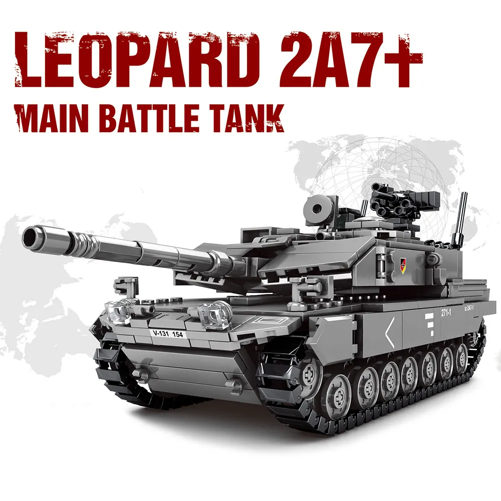 

Военные танки Challenger Леопард 2A7 + основной боевой танк солдат полиция строительные блоки WW2 кирпичи армия детские игрушки подарки