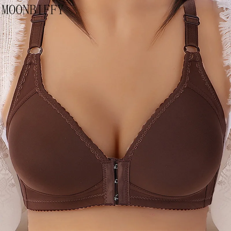 

Бюстгальтер пуш-ап однотонный без косточек, с застежкой спереди