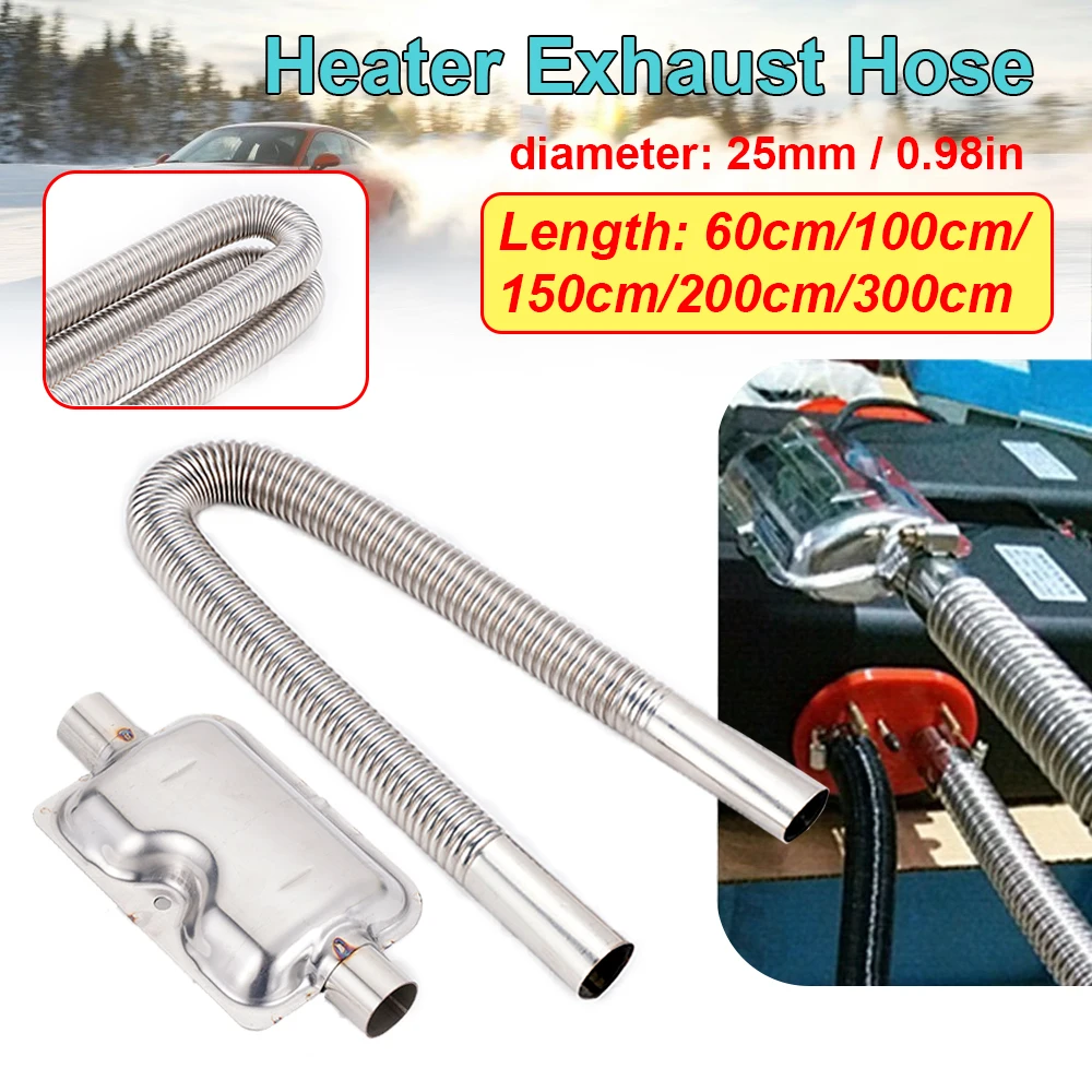 

60-300cm Stainless Exhaust Muffler Silencer Clamps Bracket Gas Vent Hose Portable Pipe Silence For Air Diesels Car Heater Kit