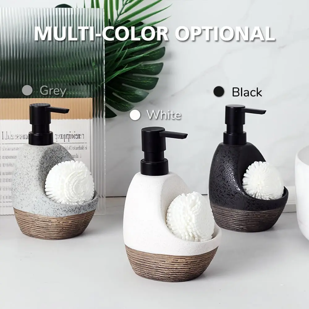 Керамический дозатор мыла для посуды с держателем губки 450мл