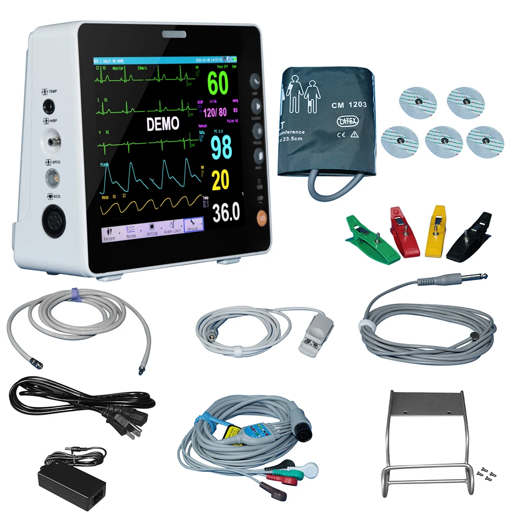 

8 дюймов монитор состояния пациента устройство для ЭКГ NIBP SPO2 ECG TEMP RESP PR 6 параметров