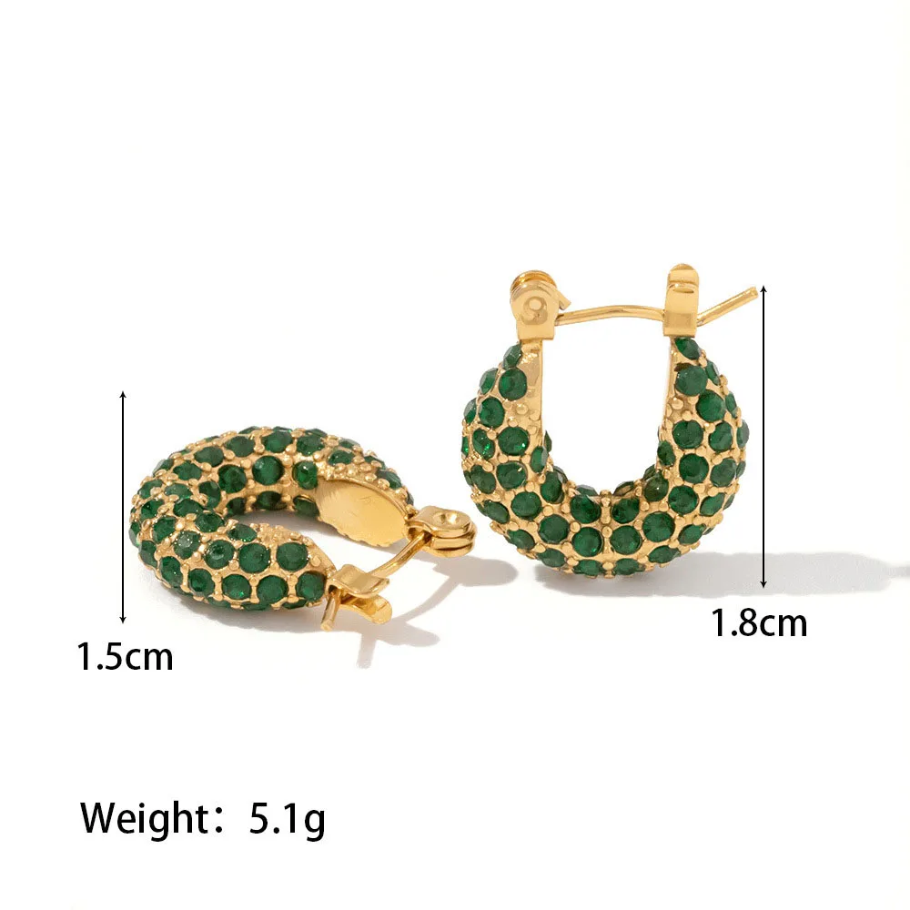 Stainless Steel PVD 18K Gold Plated Tarnish Waterproof Zircon Crystal Twist Hoop Earrings For Woman Jewelry Wholesale INS Trendy