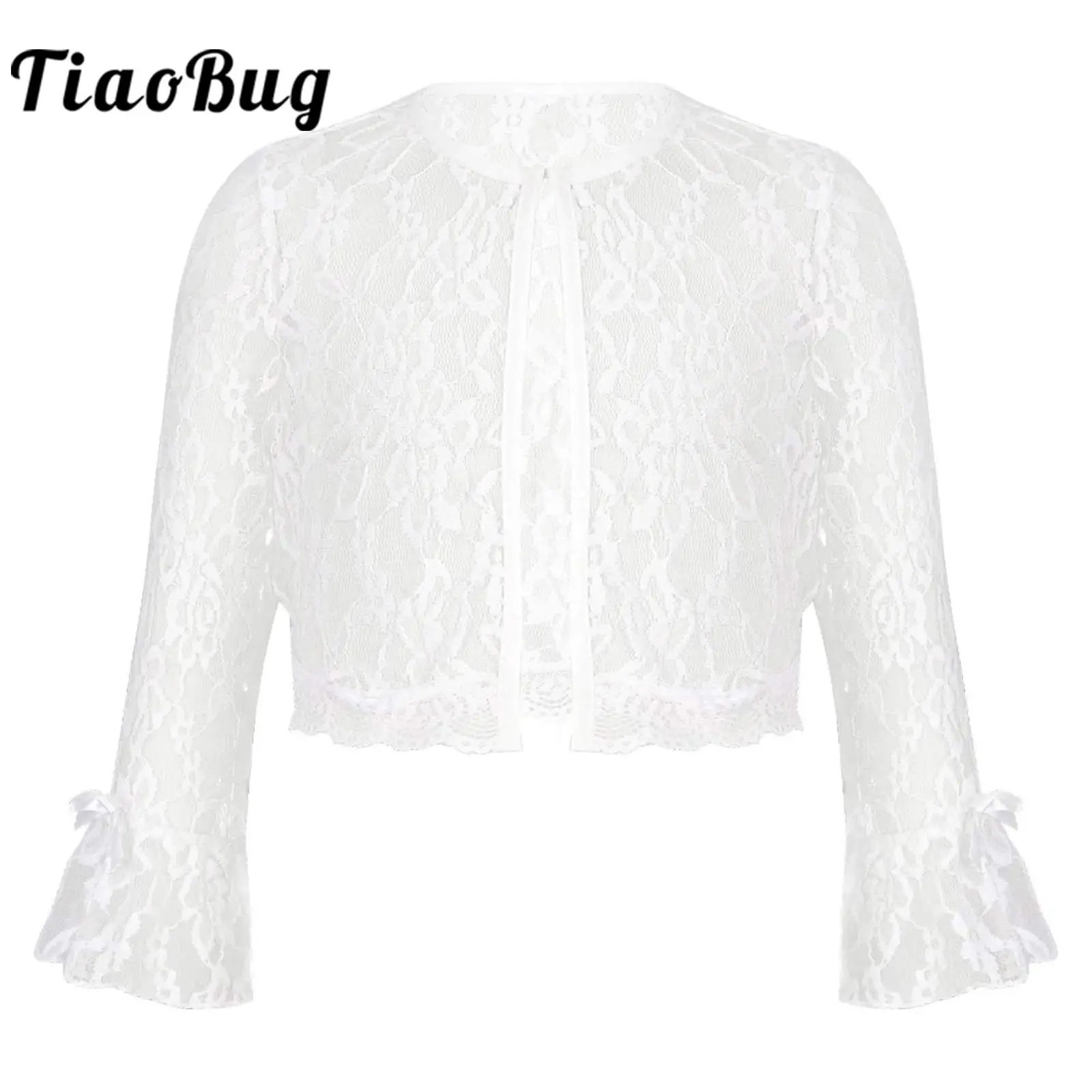 

Flower Girls Bolero Wedding Jacket Children Floral Lace Cardigan Princess Shrug Shawl for Dress Accessory Cover Ups Kids Wrap