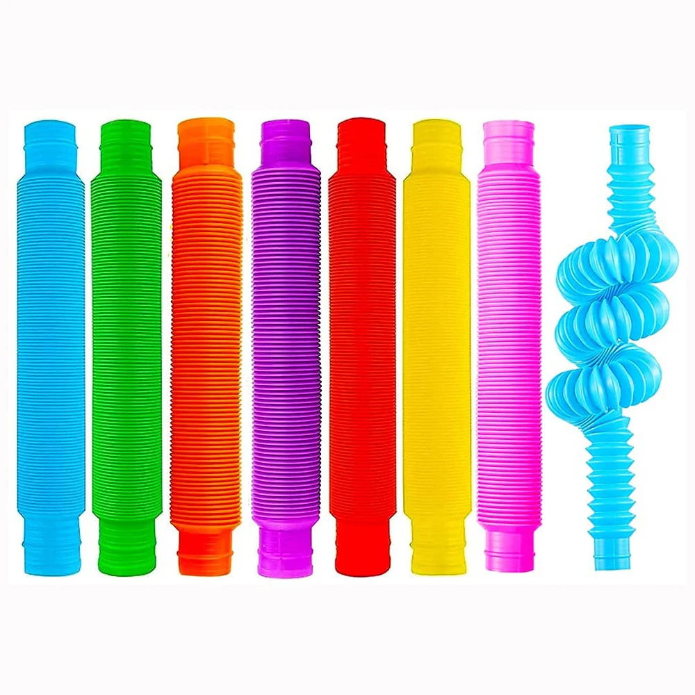 Фото Набор сенсорных трубок Pop Tubes (8 шт.) для снятия стресса и тревоги у детей и взрослых, развивающие игрушки-антистресс для малышей №2