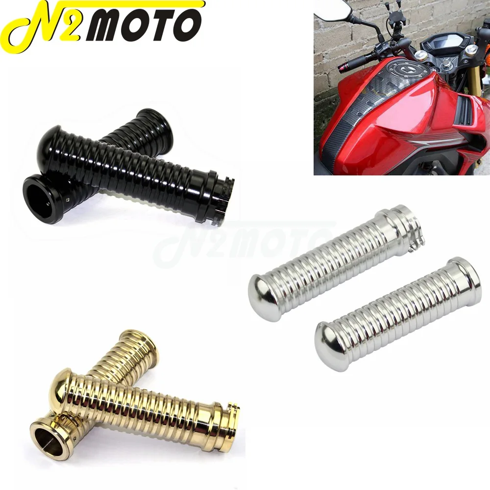 

1 Pair Motorcycle Aluminum Ribbed 1" 25mm Bars Handlebar Brass Hand Grips for Harley Touring Road King Chopper Sportster XL 883