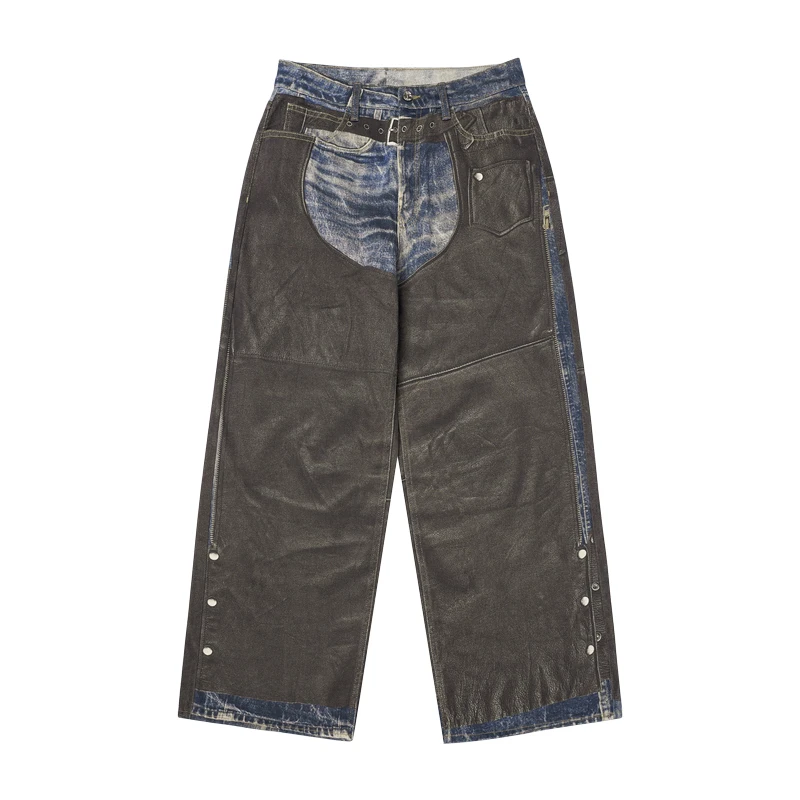 Модный индивидуальный дизайн искусственные двухсекционные джинсы с иллюзией