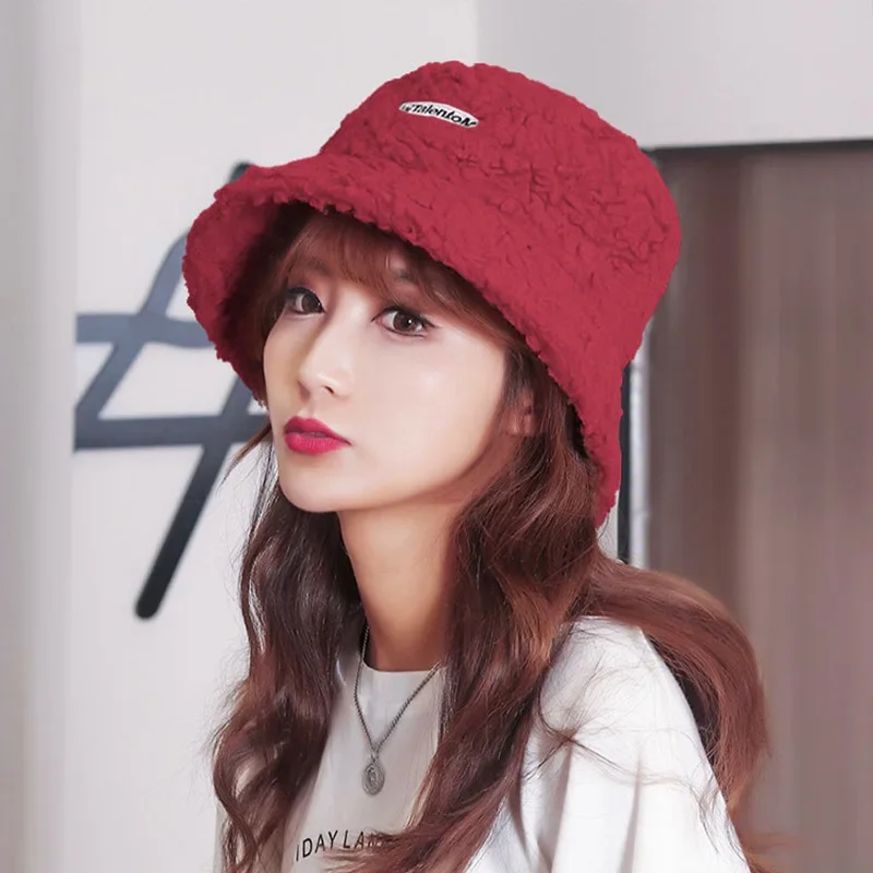 Женская рыболовная шапка из овечьей шерсти с вышивкой осенне-зимняя однотонная