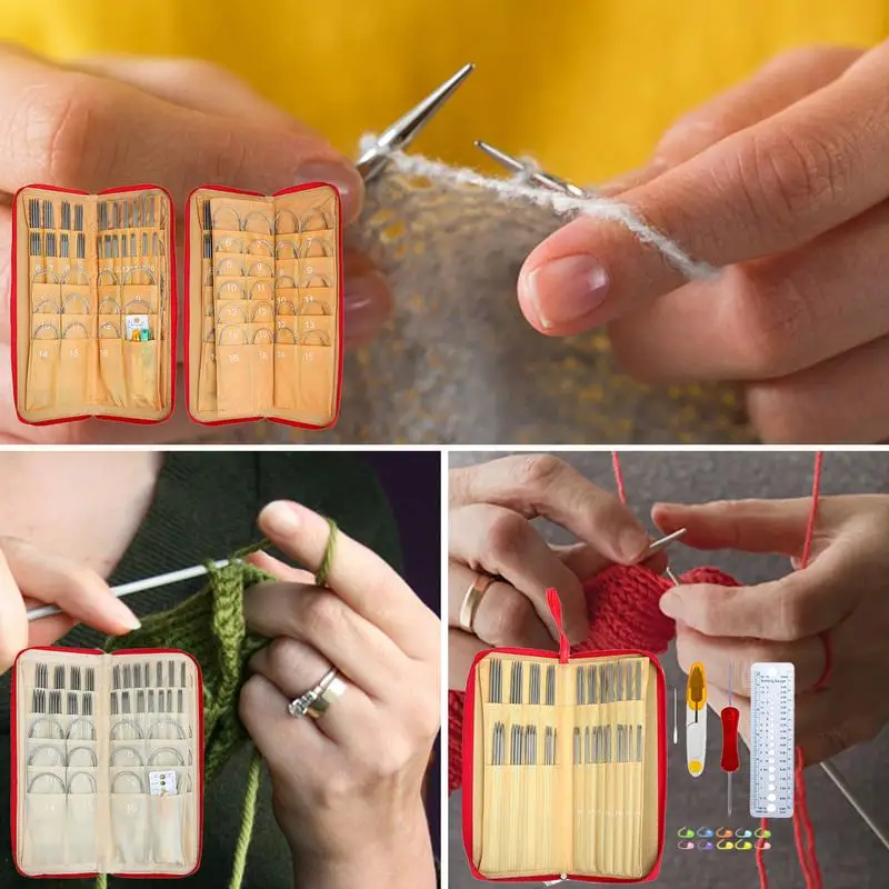 

Stainless Knitting Needles Set Stainless Steel Single Pointed Sweater Straight Needle Kit Knitting Needles Kit With Needles