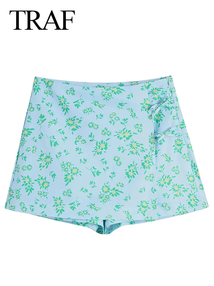 

Юбка женская короткая с завышенной талией, на молнии, с цветочным принтом