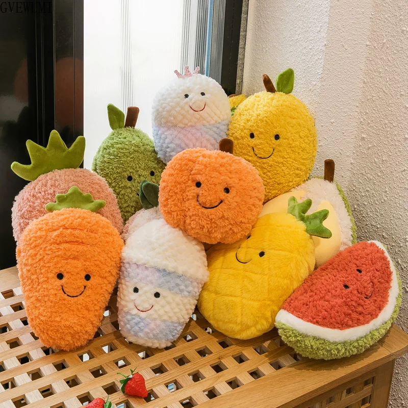 

PlushKids Birthday Gift 20-25cm Cute Soft Plushie Doll Stuffed Kawaii Fruit Pear Peach Watermelon Avocado Pineapple Baby Toy