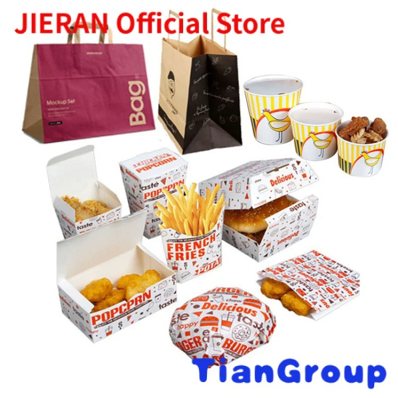 

Custom for hamburger french fries fried wing paper boxes togo snacks fast food packaging container takeaway burger chicken box