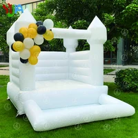 Inflatable White Bounce House Castle with Air Blower Wedding Bouncy Castle Jumping Bed For Kids Party Wedding Outdoor FUn