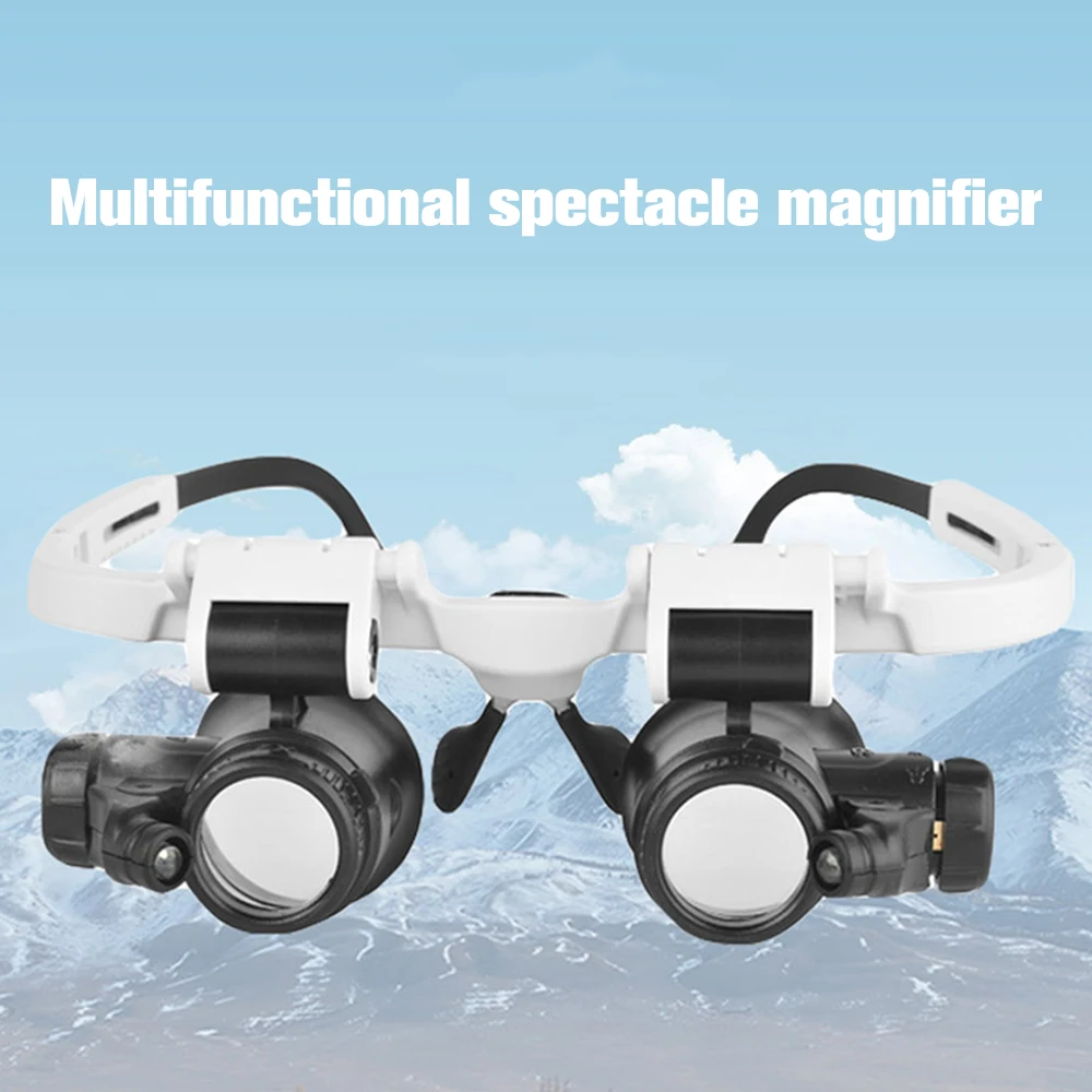 

Glasses Magnifying Glass 9892H-1 with Double LED Lights Retractable Engraving Small Mechanical Repair Head Wearing Magnifying Gl