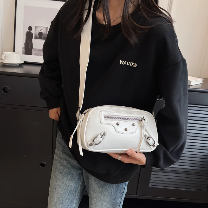 Fashion Rivet Design Shoulder Bags For Women Luxury Brand Small Leather Totes 2023 Trendy Handbags And Purses Lady Crossbody Bag