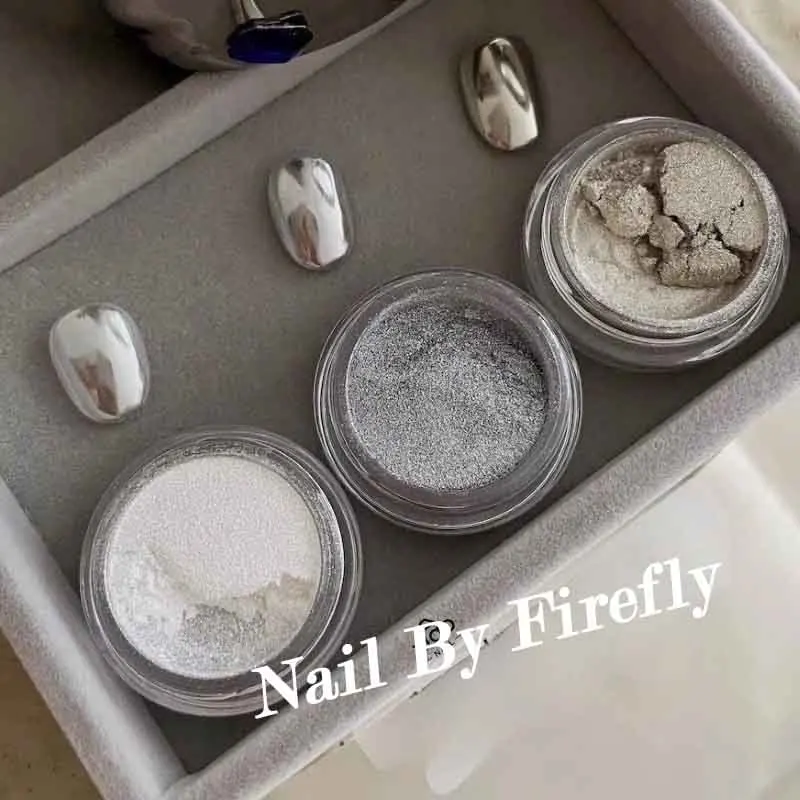 Серебристые белые гвозди блестящая пыль хромированная фотолампа украшение