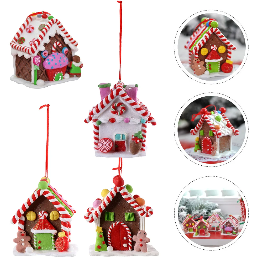 

Christmas House Gingerbread Decor Ornaments Village Hanging Houses Decorations Candy Ornament Tree Dough Clay Tiered Tray Table